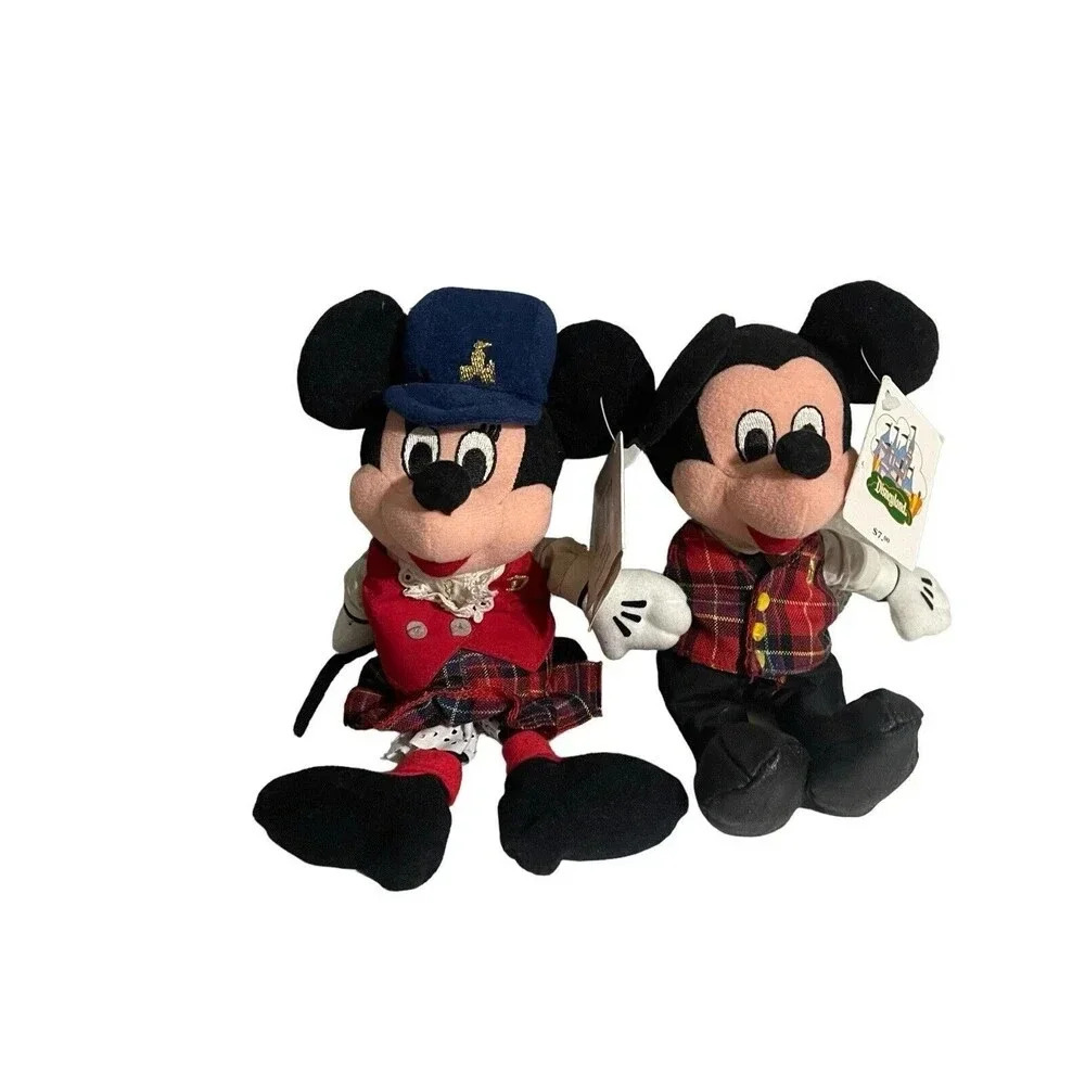 Disney Bean Bag Plush TOUR GUIDE Mickey Mouse & Minnie Mouse 9” Stuffed Toy New